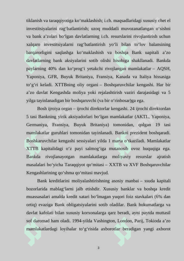 XALQARO TIKLANISH VA TARAQQIYOT BANKI 3