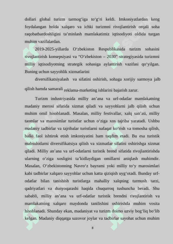 O’zbek oshxonalariga sayyohlarni jalb qilish 8