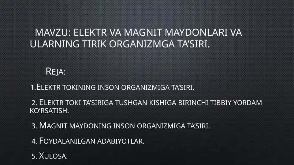 Elektr magnit maydonlari va ularning tirik organizmlarga taʼsiri