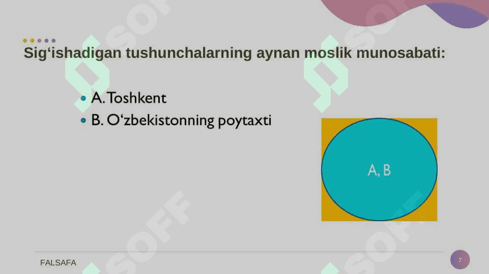 Tafakkur shakillari. Tushuncha hukm va xulosa. 7