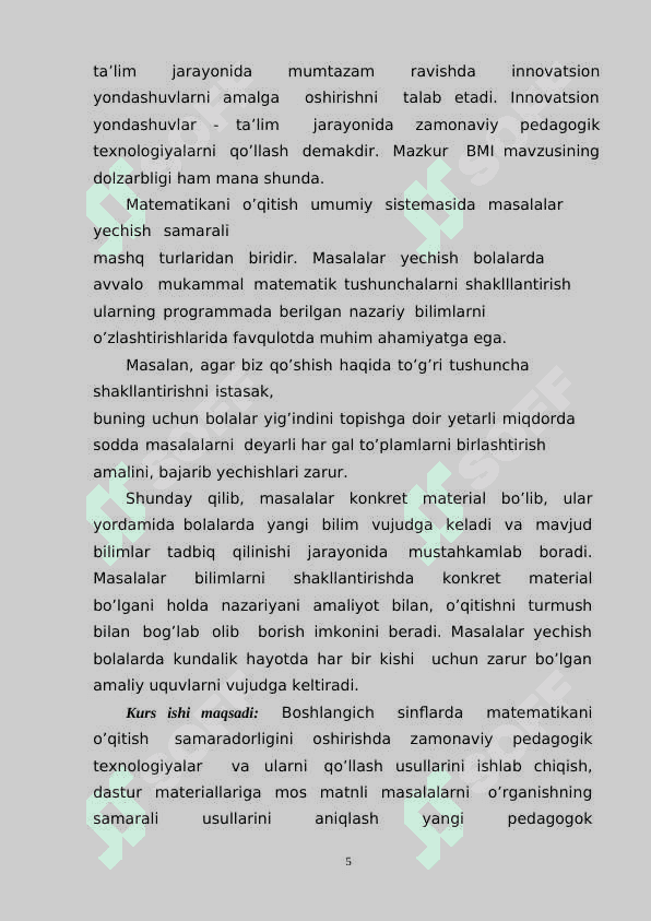 Boshlang’ich sinf o’quvchilarini masalalar yechishga o’rgatish metodikasi 5