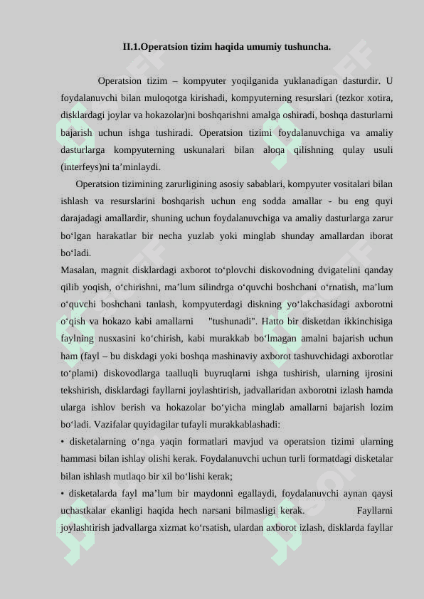 Operatsion tizimlar va ularning turlari mavzusi 2