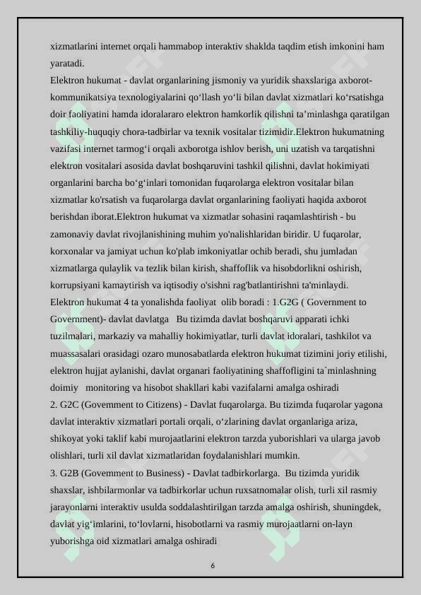 Elektron hukumat va xizmatlar sohasini raqamlashtirish 6