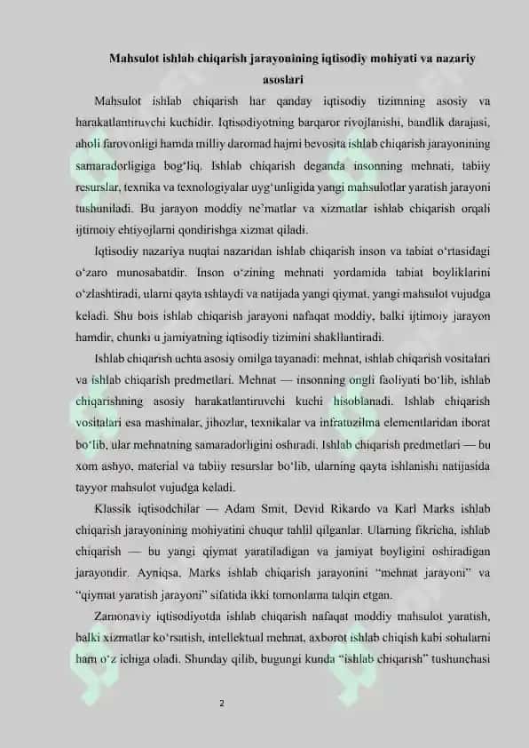 Mahsulot ishlab chiqarish va sotish hajmi dinamikasini tahlili 2