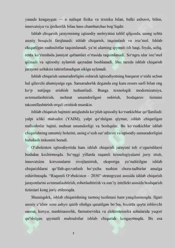 Mahsulot ishlab chiqarish va sotish hajmi dinamikasini tahlili 3