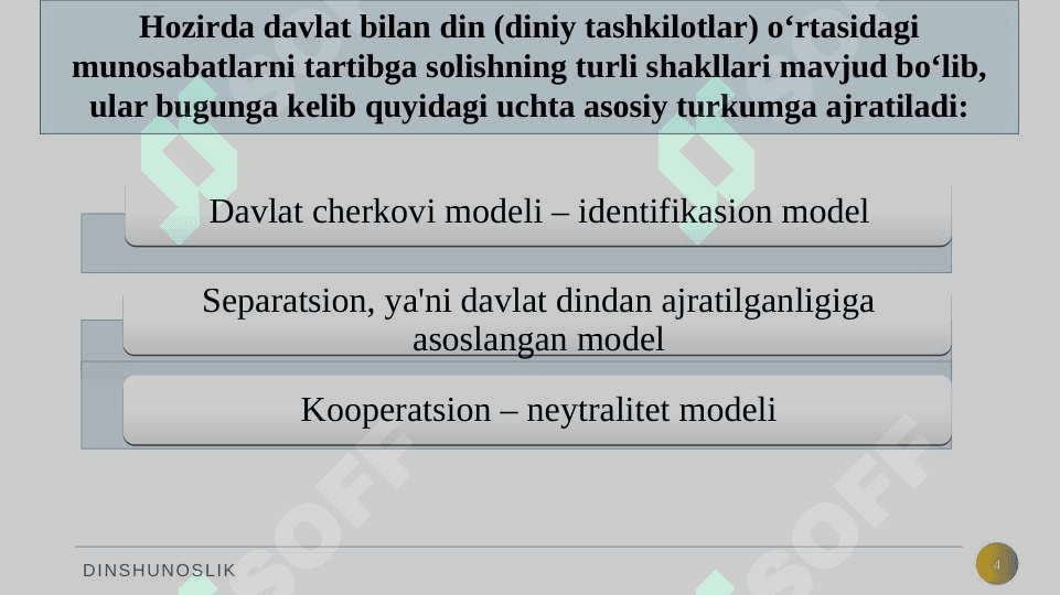 O'zbekistonda davlatning din va diniy tashkilotlar bilan munosabati. 4
