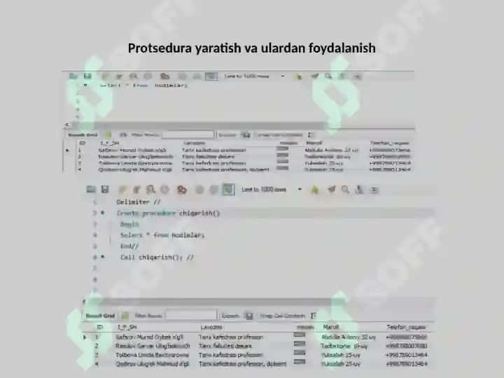 Protsedura yaratish va ulardan foydalanish 3