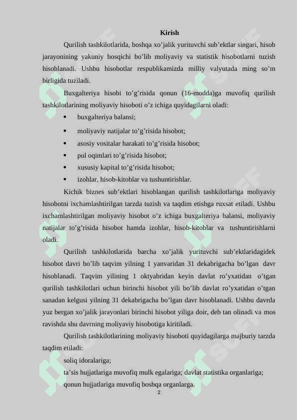 Qurilish tashkilotlarida buxgalteriya hisobini tashkil qilish asoslari 2