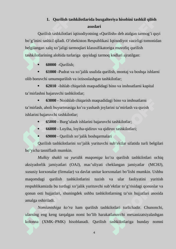 Qurilish tashkilotlarida buxgalteriya hisobini tashkil qilish asoslari 4