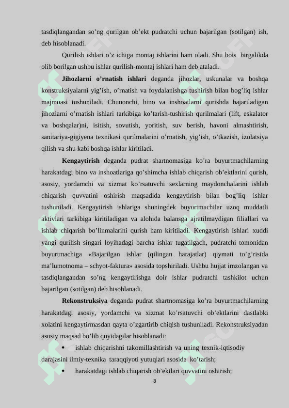 Qurilish tashkilotlarida buxgalteriya hisobini tashkil qilish asoslari 8