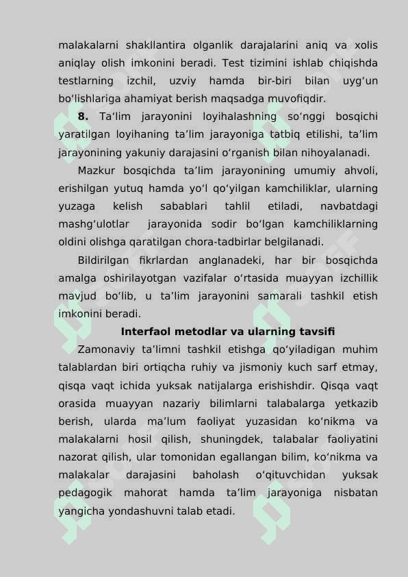 Interfaol usullar va ularning boshlang’ich sinflarni o’qitish jaroyonida qo’llanilishi. 7