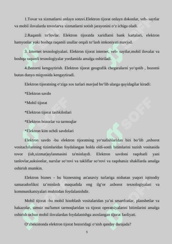 ZAMONAVIY ELEKTRON TIJORAT BOZORI XUSUSIYATLARI 5