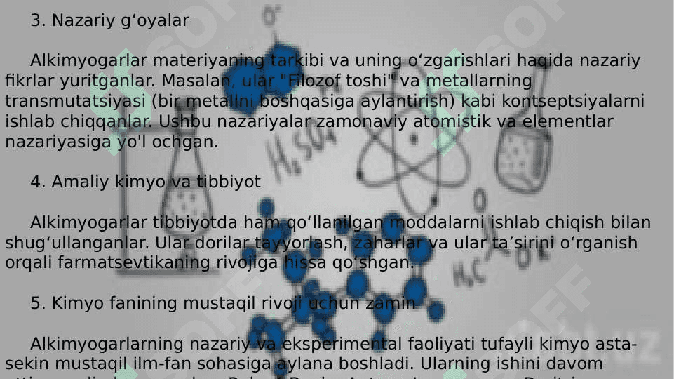 Alkimyogarlar faoliyatining kimyoni rivojlantirishdagi roli. Mashhur arab alkimyogarlari 3
