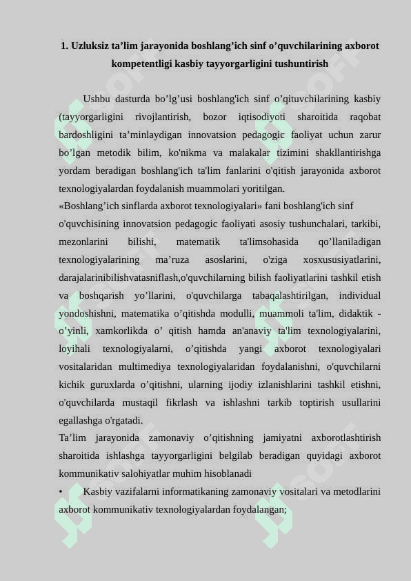 O'QUV JARAYONIDA AXBOROT TEXNOLOGIYALARINING ASOSIY YO'NALISHLARI VA UNI TADBIQ ETISH 2