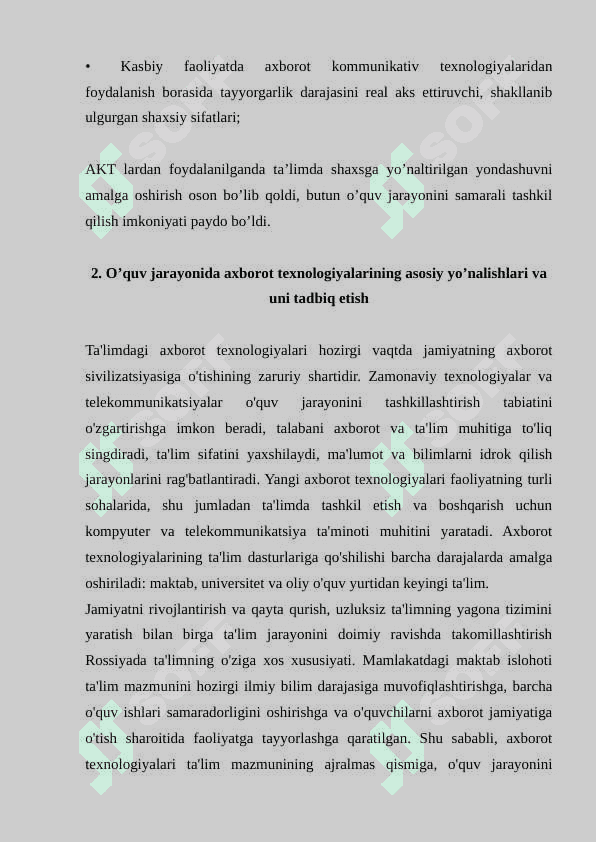 O'QUV JARAYONIDA AXBOROT TEXNOLOGIYALARINING ASOSIY YO'NALISHLARI VA UNI TADBIQ ETISH 3