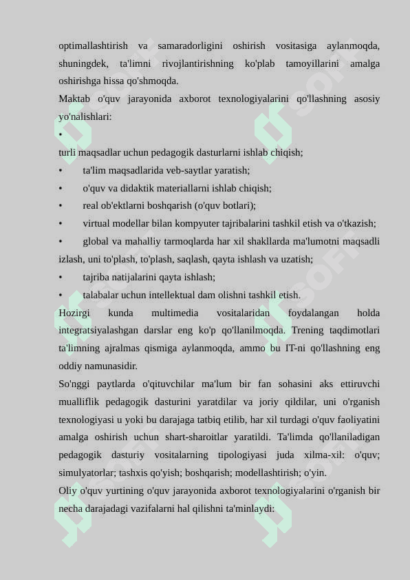 O'QUV JARAYONIDA AXBOROT TEXNOLOGIYALARINING ASOSIY YO'NALISHLARI VA UNI TADBIQ ETISH 4