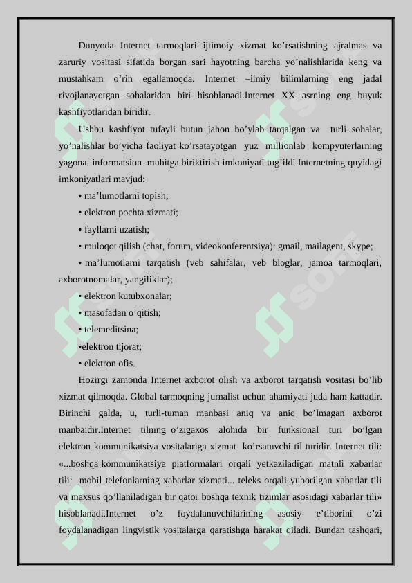 Internet tili xususiyatlari 2