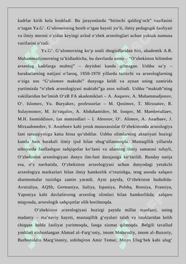 O'zbekistonda arxeologiya fanining rivojlanishi 7