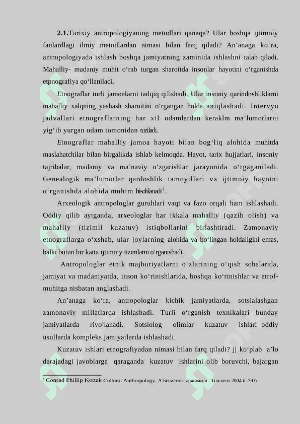 TARIXIY ANTROPOLOGIYADA MUAMMOLARINI TANLASH VA O‘RGANISH METODOLOGIYASI. 2