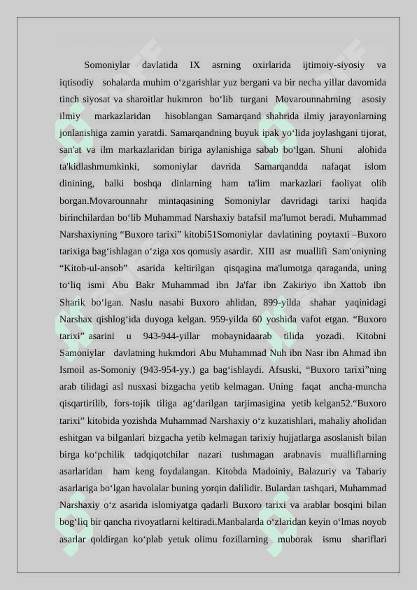 Somoniylar tarixiga doir arab tilli manbalar bibliografiyasini tuzish 24 4