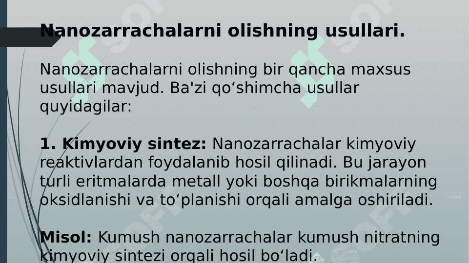 Nanozarrachalar olinishi va tuzilishi, molekulyar kinetik xossalar 4