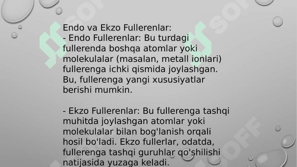 Fullerening metalli xosilalari,  xosilalari va tuzilishi endo va ekzo fulleridlar 4