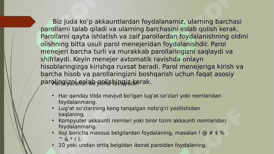 Axborot xavfsizligi tamoyillari.  Axborotni himoyalash usullari 8