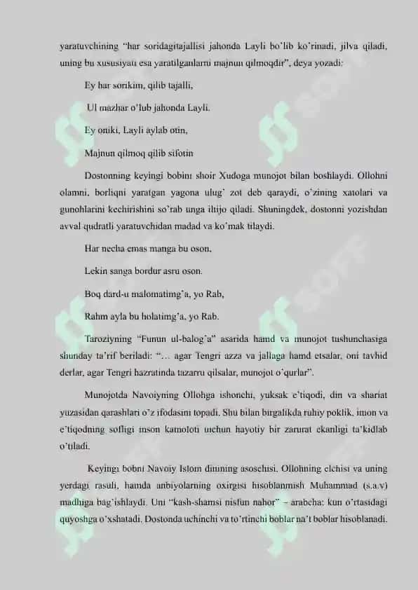 Layli va Majnun Asaridagi boblarga ta'rif.Mustaqil ish 7