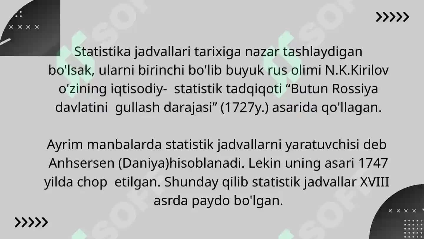 Statistik jadvallar 3