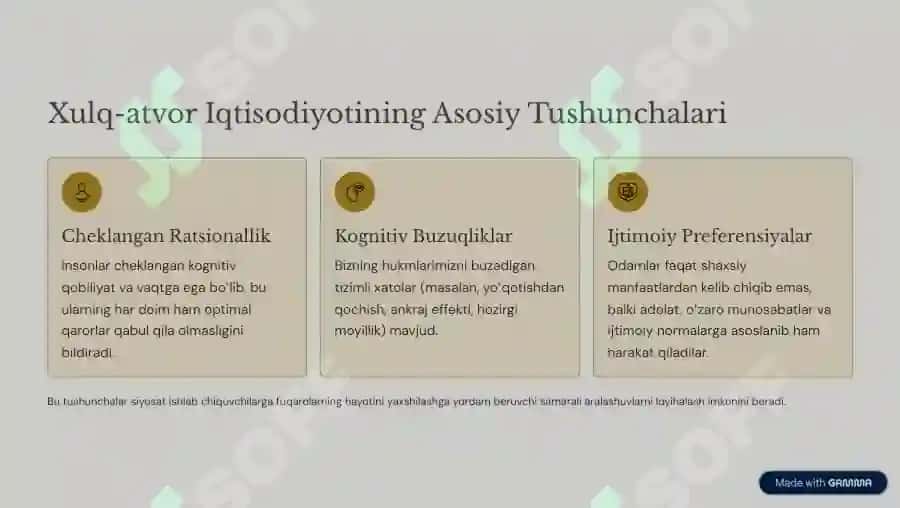 Xulq-atvor Iqtisodiyoti va Davlat Siyosati 2