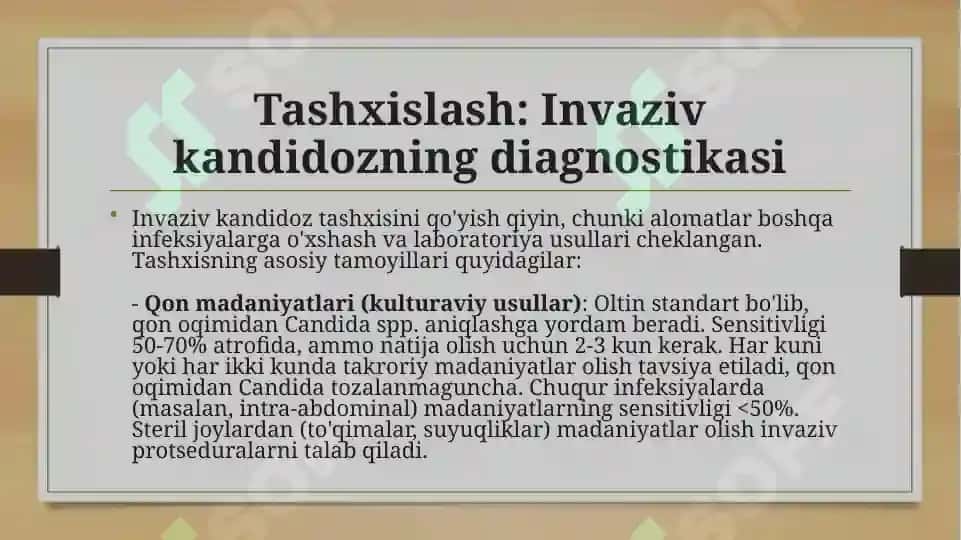 Candida spp. Va invaziv mikozlar: tashxislash va davolash 3
