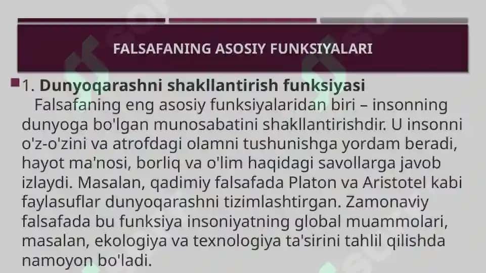falsafaning asosiy funktsiyalari 4