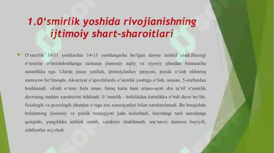 Oʻsmirlik davri psixologiyasi 2