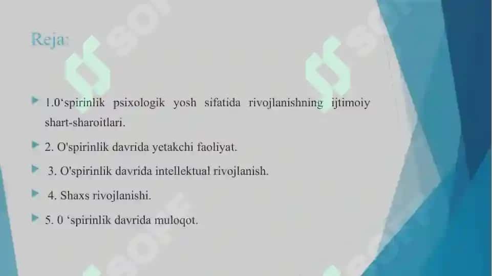 Oʻspirinlik davri psixologiyasi 2