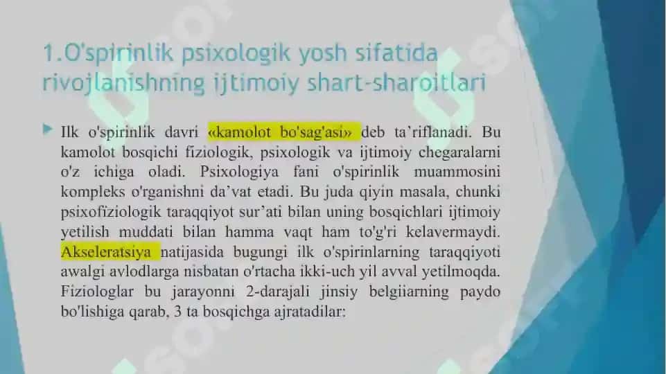 Oʻspirinlik davri psixologiyasi 3