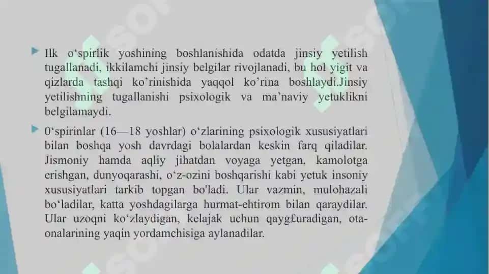 Oʻspirinlik davri psixologiyasi 7