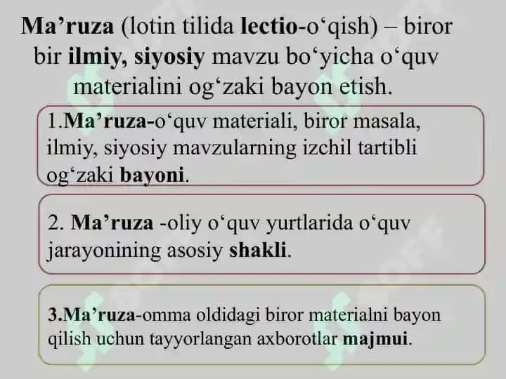 Ma'ruza turlari va ularga qo'yiladigan talablar 3