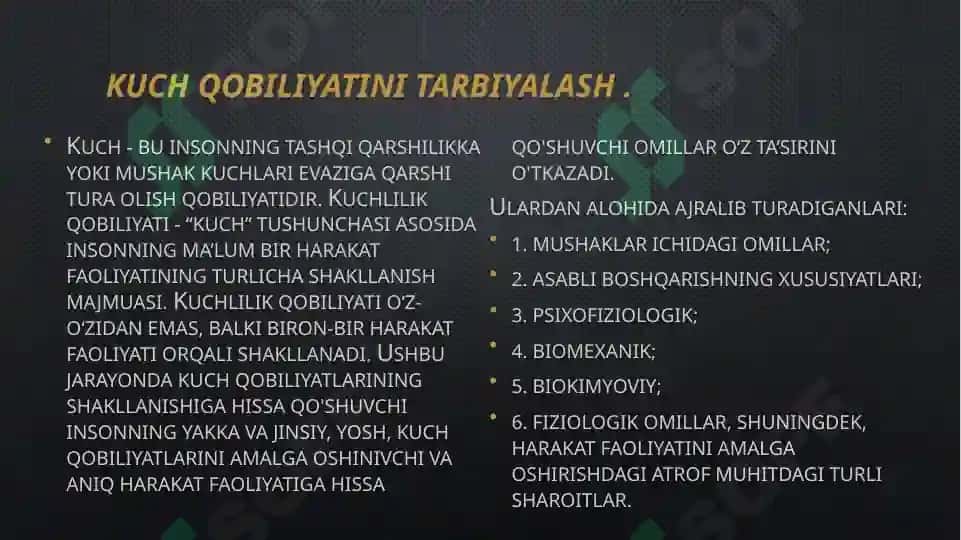 Kuch qobiliyatini tarbiyalash. 3
