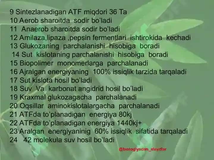 Hujayraning oziqlanishi 5