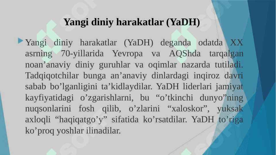Yangi diniy harakatlar va sektalar. 5