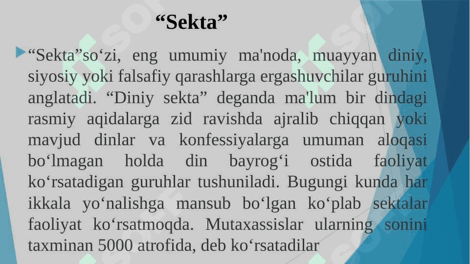 Yangi diniy harakatlar va sektalar. 8
