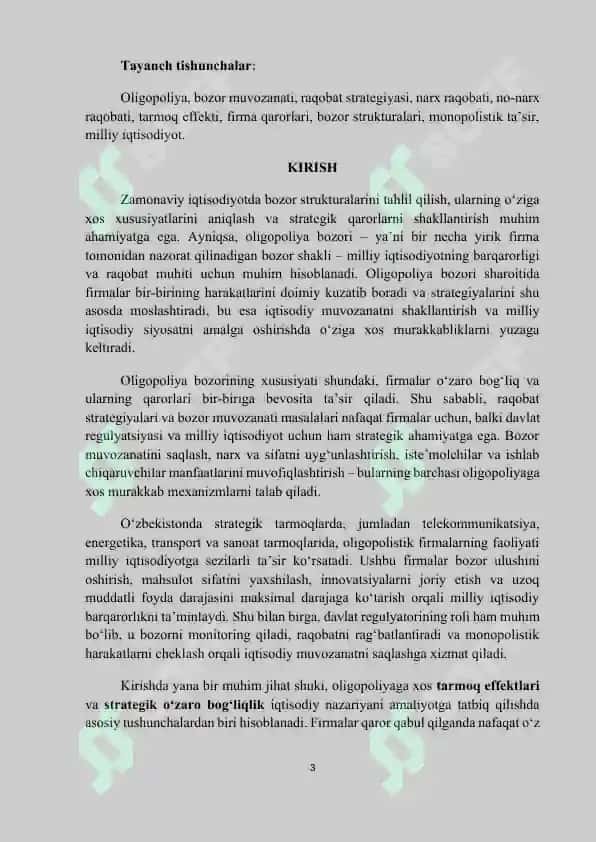 Oligopoliya bozorida muvozanat va raqobat strategiyalari 3