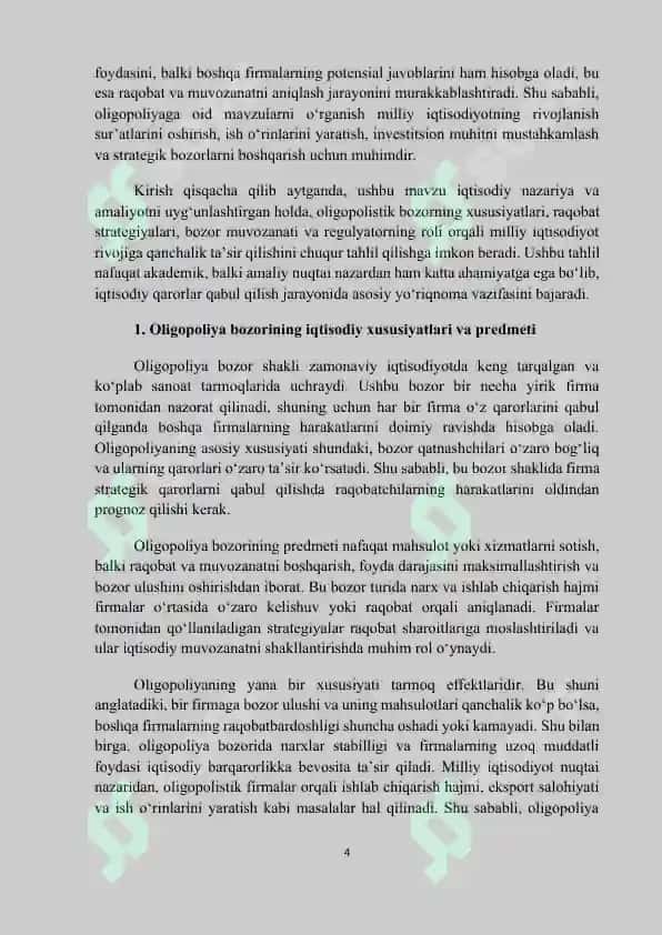 Oligopoliya bozorida muvozanat va raqobat strategiyalari 4