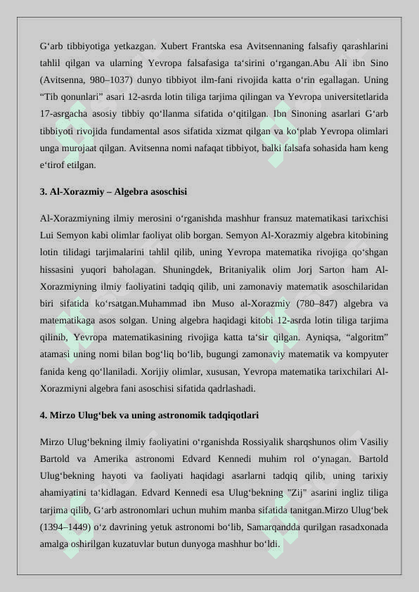 O‘rtа аsr O‘rtа Оsiyo allomalari ilmiy merosining xorijda o‘rganilishi mavzusida ma’lumotnoma tayyorlash 24 2