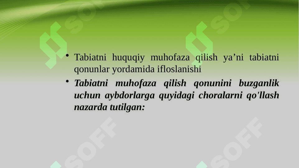 O‘zbekiston Respublikasida atrof-muhitni muhofaza qilish bo‘yicha qabul qilingan qaror va qonunlar 5