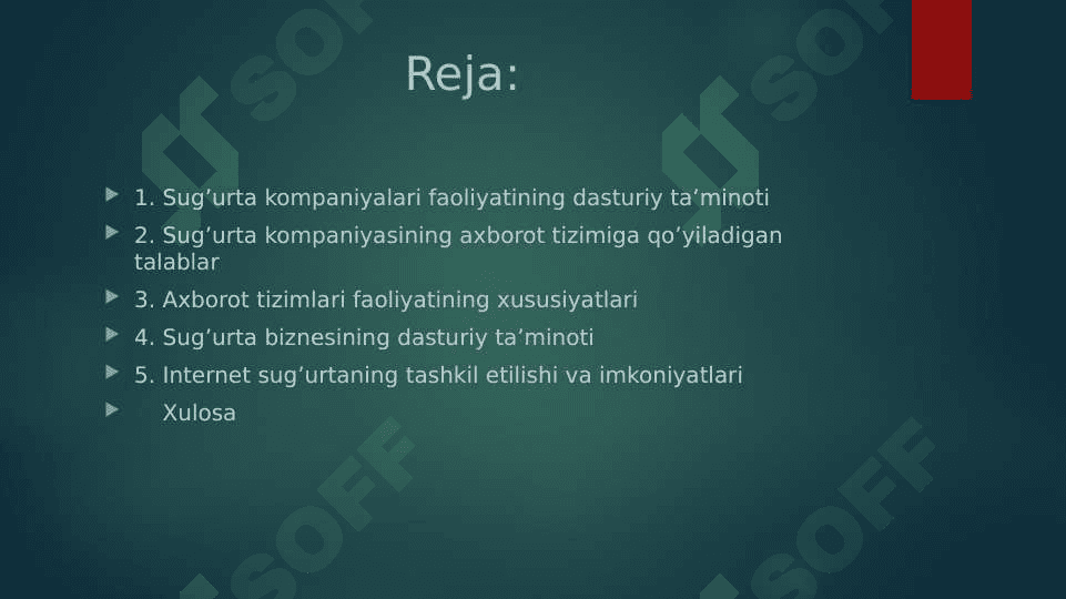 Sug‘urta faoliyatida dasturiy ta'minot 2