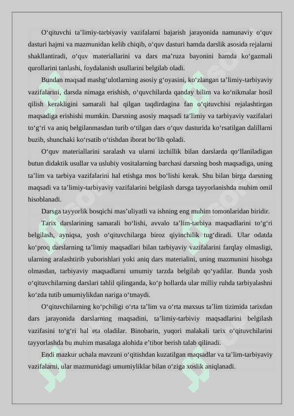 Tarix darslari, uning xillari va tuzilishi 8