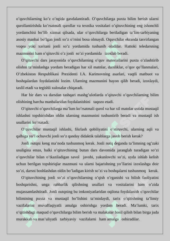 O’qitishning og’zaki usullari va uning turlari. 24 4
