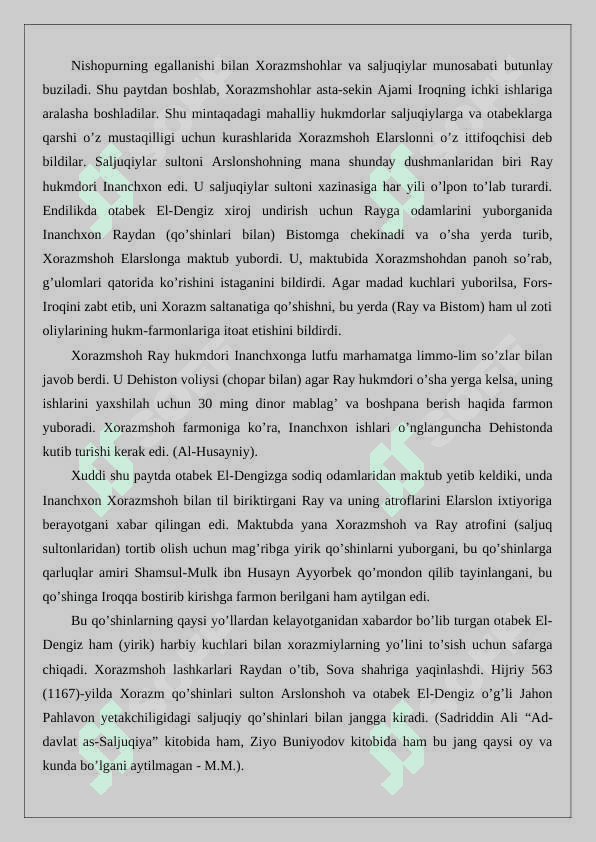 Xorazmshoxlar davlatining yuksalishi va ravnaq topishi 7