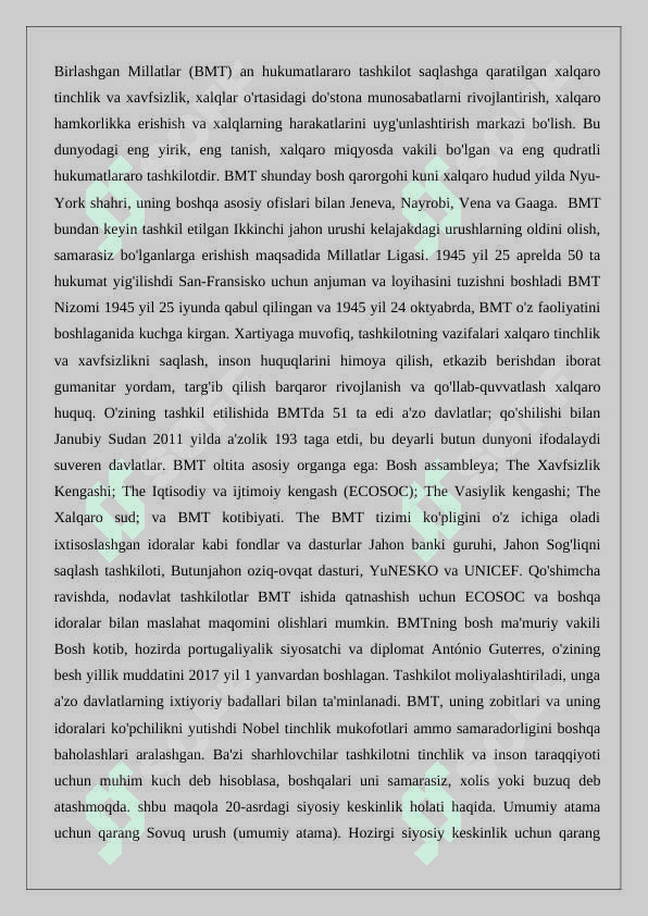 BMT ning urushdan keyingi yillardagi faoliyati 4